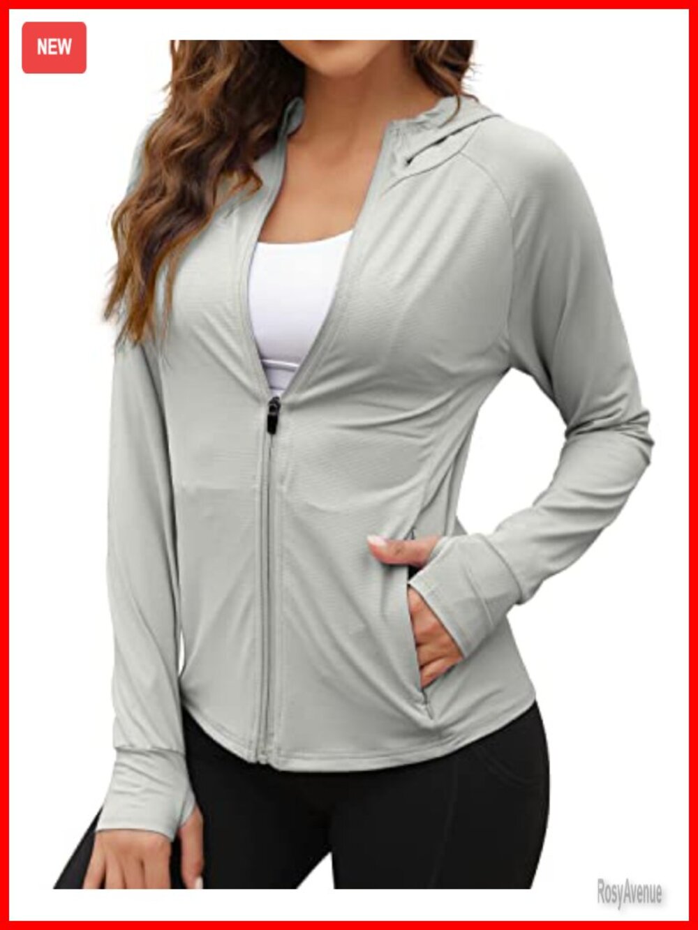 Women's UPF 50+ Sun Protection Hoodie Jacket Lightweight Zip Thumbholes